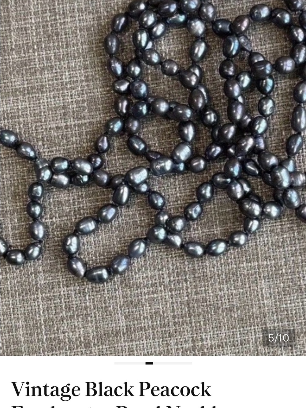 Vintage Black Peacock Freshwater Pearl Necklace 64” Hand Knotted Baroque Rope - Picture 4 of 12